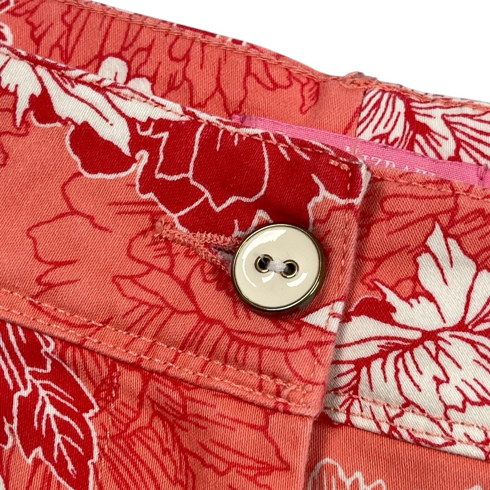 Isaac Mizrahi Shorts 12 Coral Floral Print Cotton Chino 5" Vacation Tropical - Picture 2 of 15